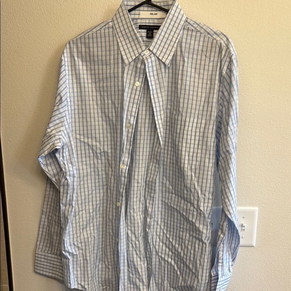 Banana Republic Light Blue and White Plaid Dress Shirt